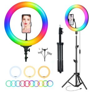 Aro de Luz Led RGB de 26 Cm con Trípode 2 Mt y Control